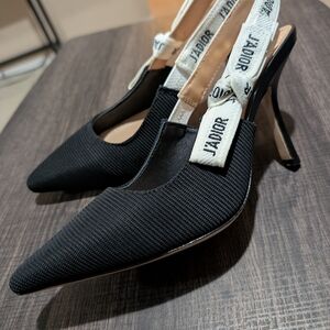 Christian Dior J'Adior Slingback Pump Black Technical Fabric Size Size 40
